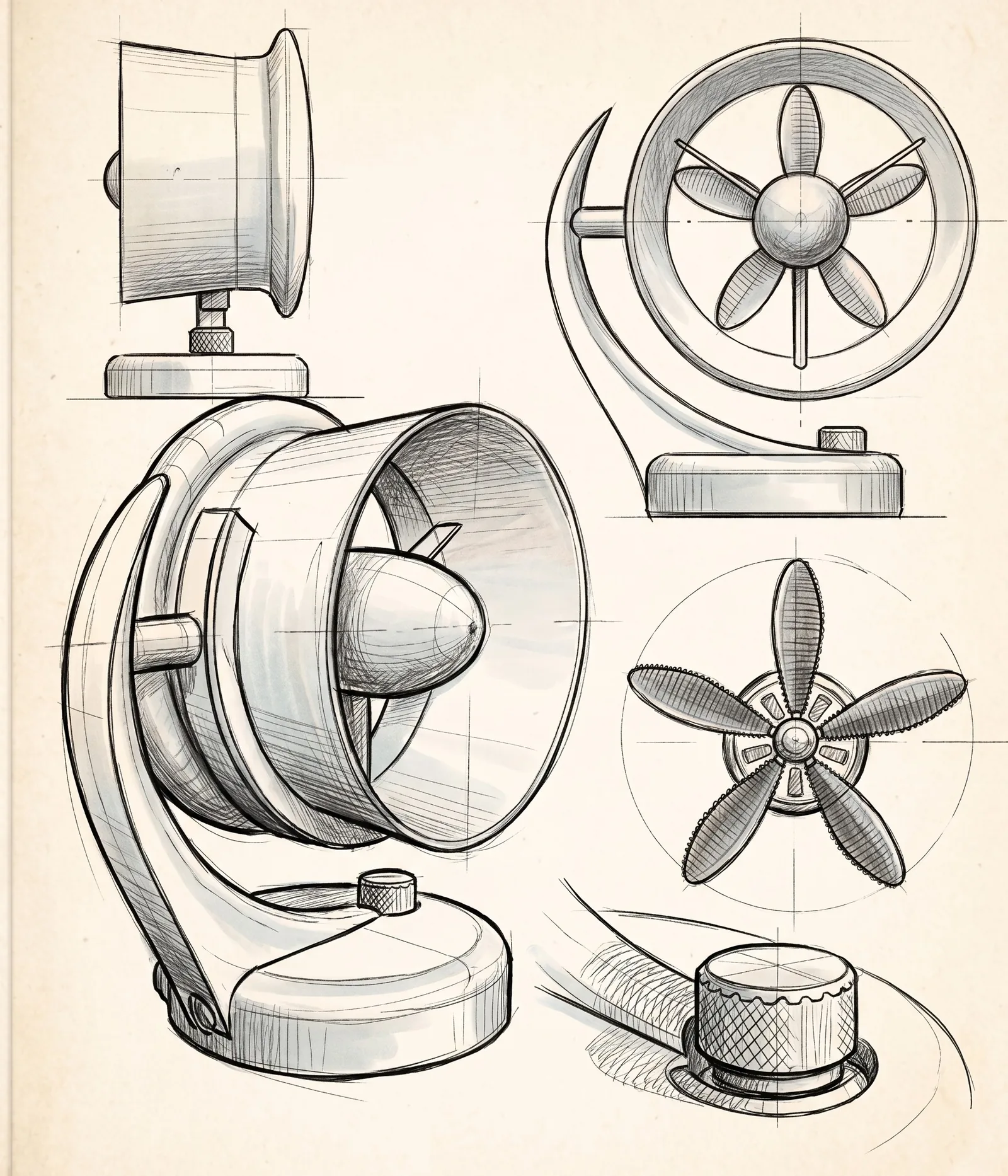 Planche de croquis d'exploration du Ventilencieux
